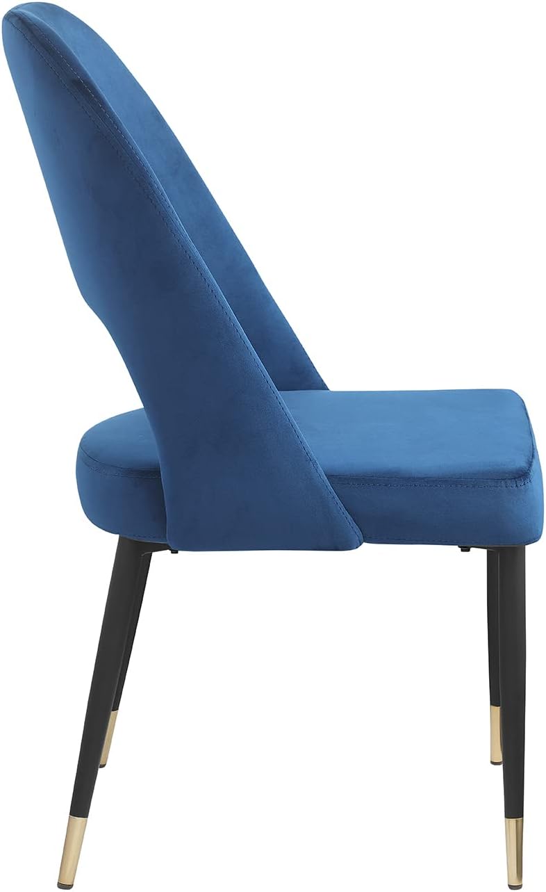WOKER FURNITURE Sillas de comedor, patas negras con punta dorada, juego de 2 sillas modernas de terciopelo con respaldo sólido, patas de metal,