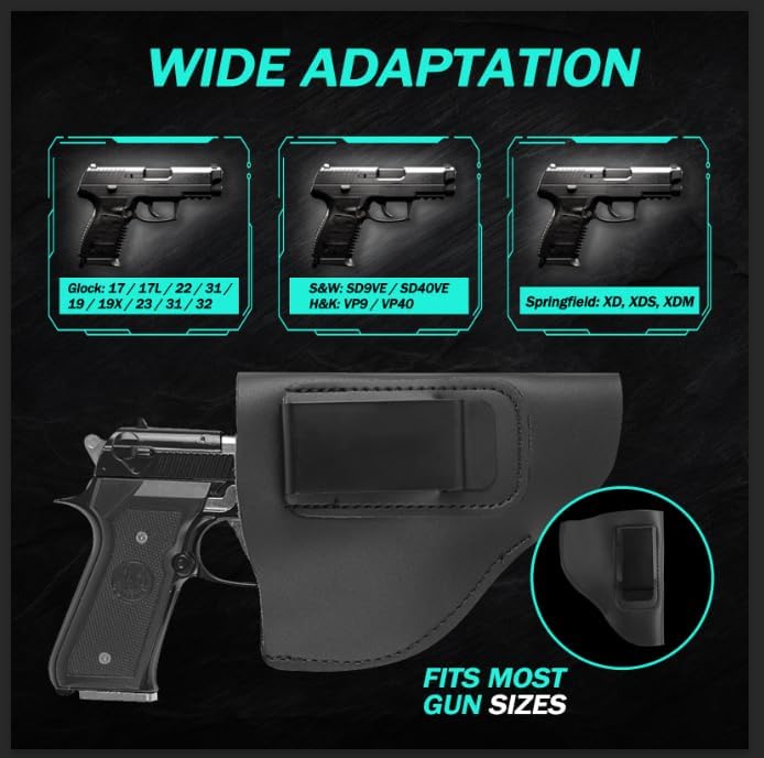 CyberDyer Ultimate IWB Funda de piel para mano derecha para cinturones se adapta a la mayoría de partes J Frame 38 Revólver Ruger LCR Smith y Wesson