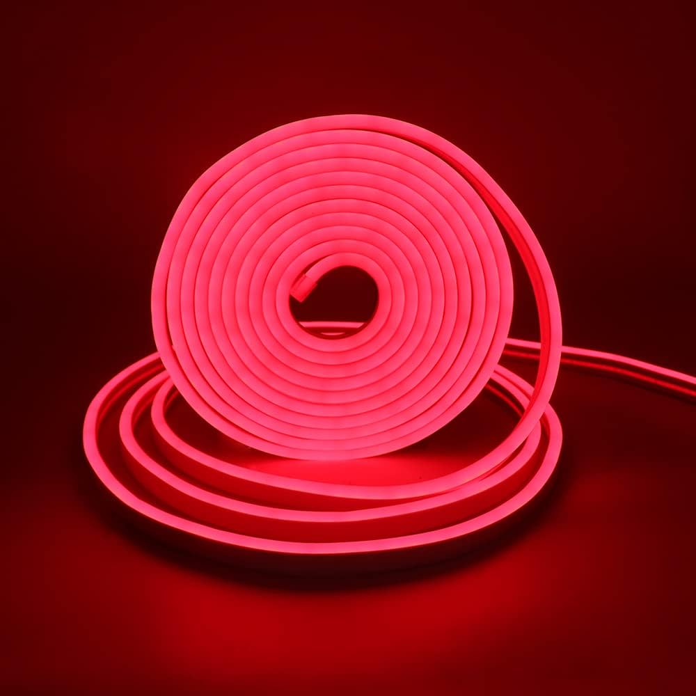 Tira de luces de neón de 6.56 pies6.6 ft, 12 V, 120 SMD2835, impermeable, flexible, atenuador de intensidad monocromática IR de 23 teclas y fuente