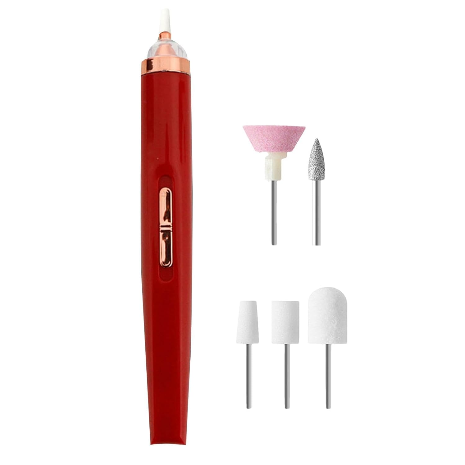 SCOOVY Lima de uñas eléctrica, taladro de uñas inalámbrico de 2 velocidades, taladro eléctrico profesional de manicura, 5 cabezales intercambiables,