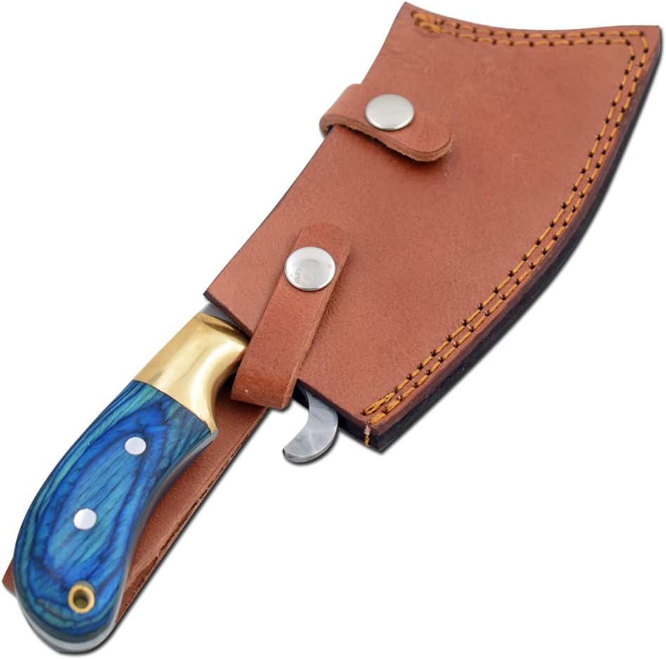 Wild Turkey Handmade Cuchillo de cocina de acero inoxidable 440 de 10 pulgadas con borde afilado de larga duración y mango de madera cómodo, para