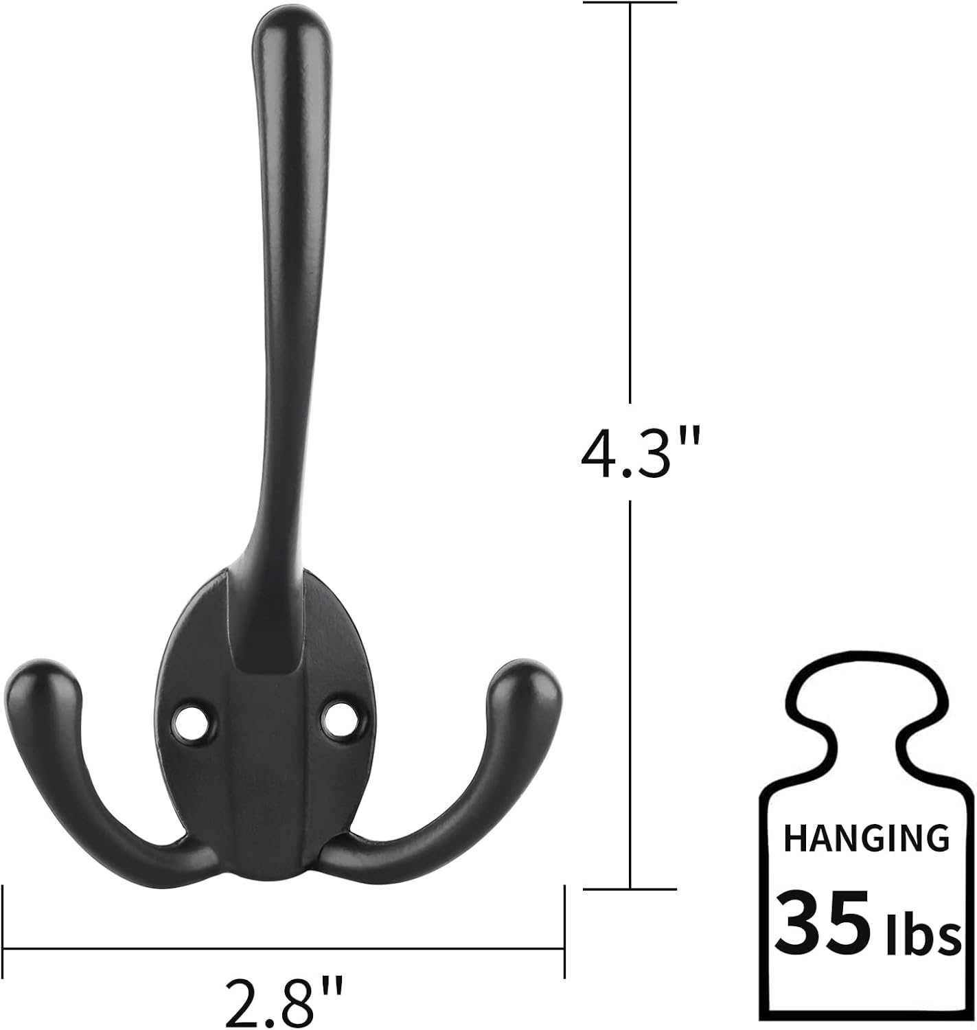 Paquete de 7 ganchos grandes y resistentes para abrigos triples montados en la pared con 14 tornillos, ganchos rústicos retro de doble utilidad para