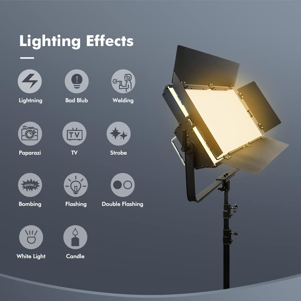 GL-3000C 300W RGB LED Luz de video con aplicación y control remoto, 1% de atenuación mínima precisa360 RGBCRI 97+TLCI 98+2800K-9900K14 efectos