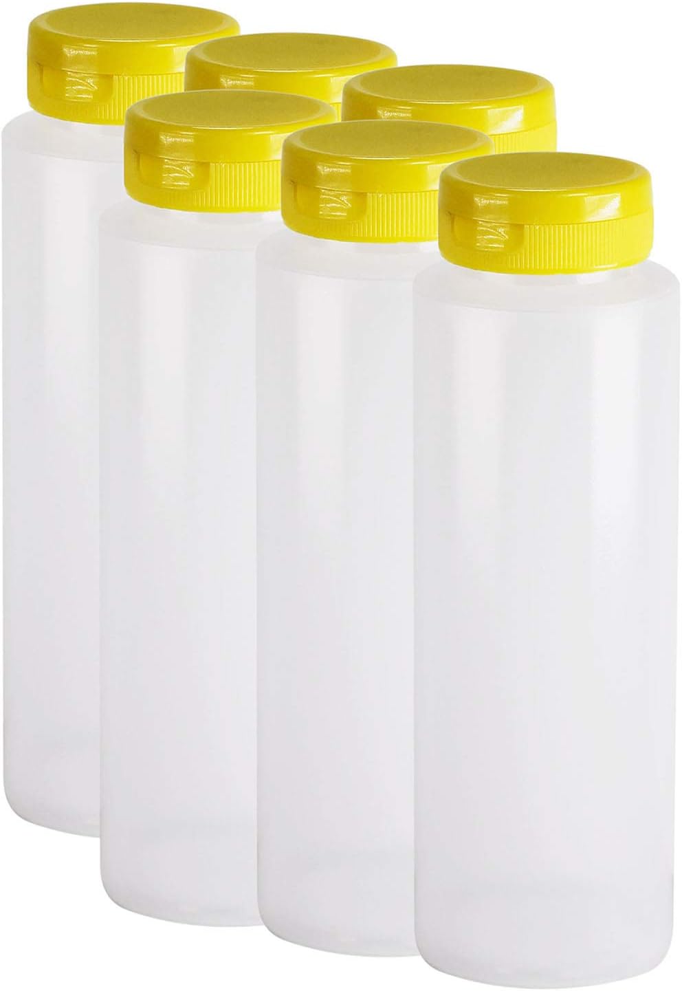 Pinnacle Mercantile Botellas de condimento de plástico fáciles de apretar con tapa superior amarilla de 8 onzas, juego vacío 6