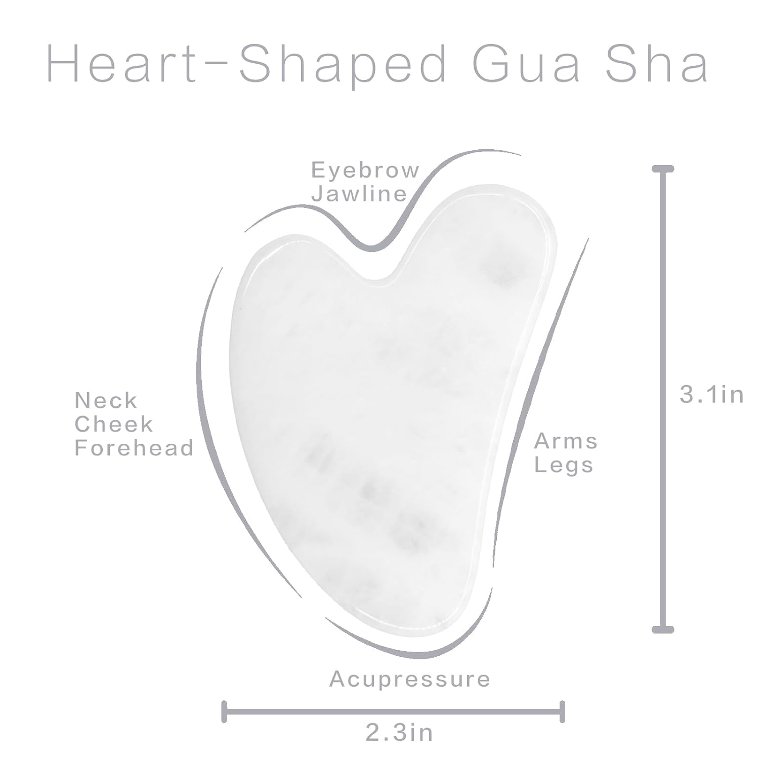 Contrybox Gua Sha Herramientas faciales, herramienta de guasha de cuarzo blanco para cara y ojos, piedra Gua Sha para reducir la hinchazón y