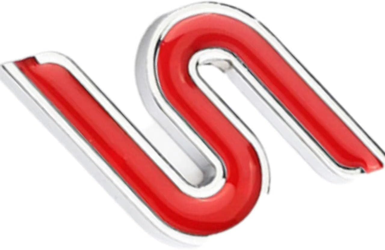 Emblema 3D de aleación de zinc S emblema insignia de coche guardabarros trasero tronco Sedán letra adhesiva adecuada para sedán (contorno rojo