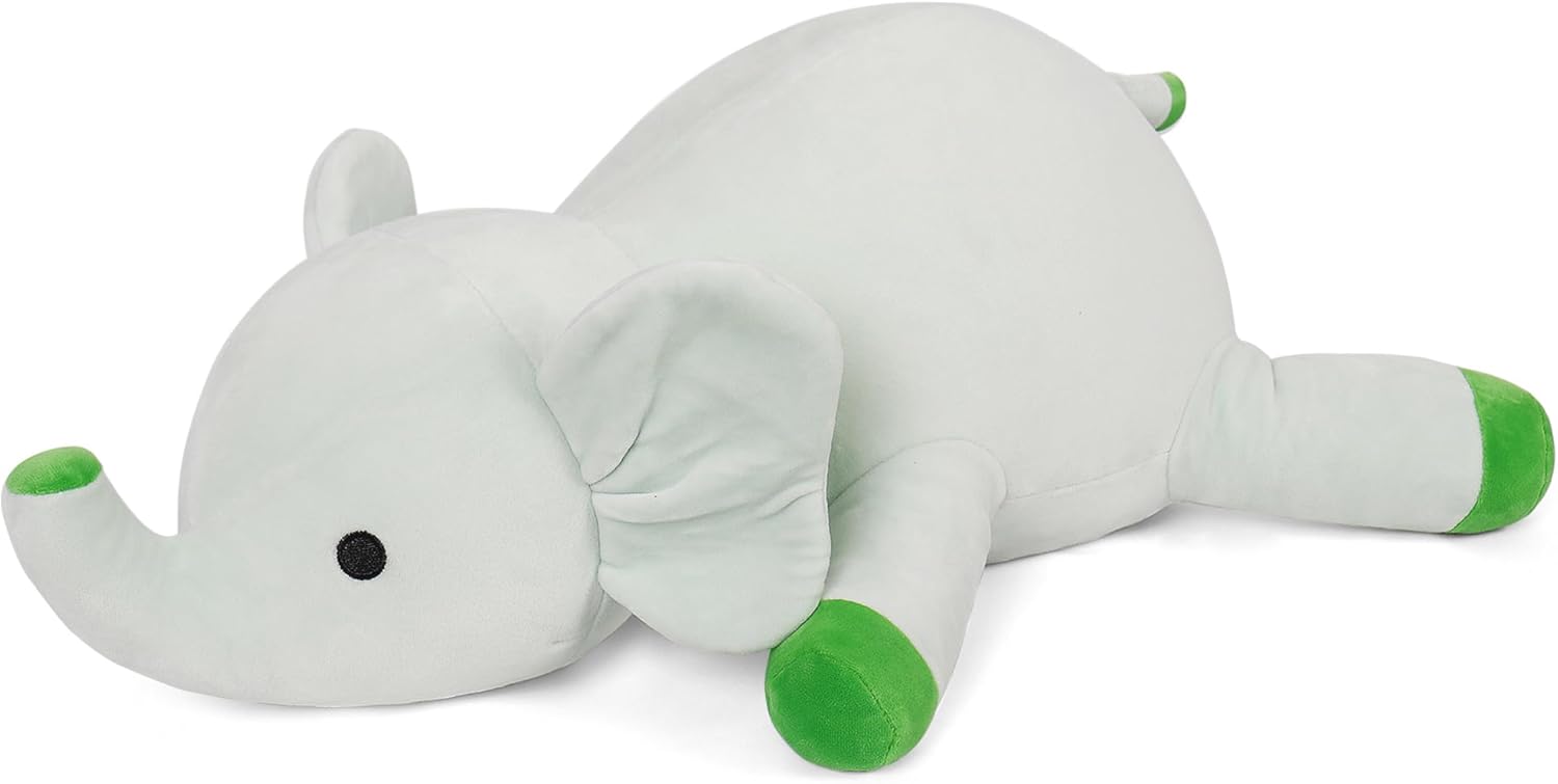 Animales de peluche con peso de elefante verde de 24 pulgadas, 4.2 libras, bonito juguete de felpa con peso, cómodo regalo para niños y adultos (24