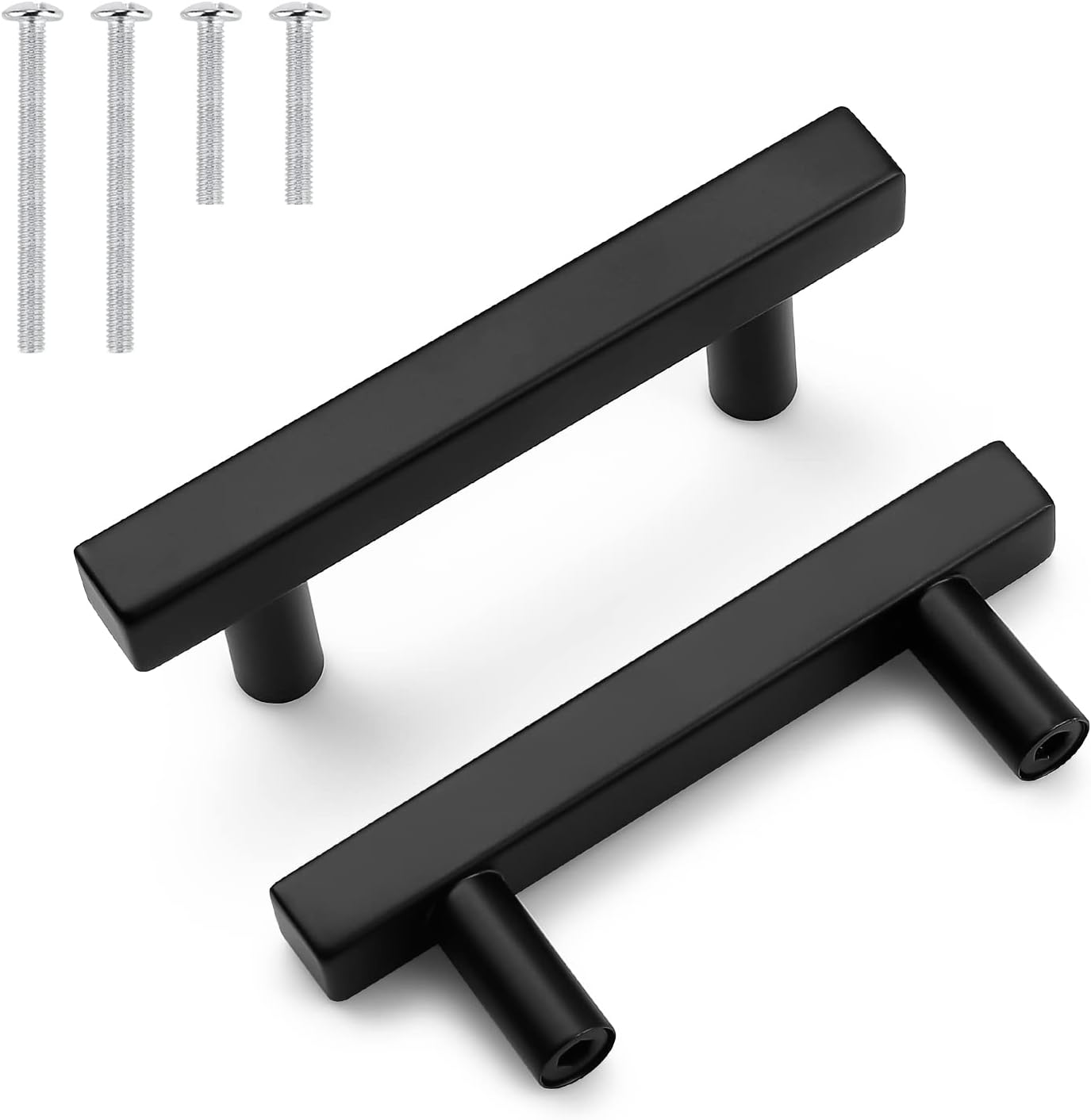 Probrico Paquete de 25 manijas de gabinete, color negro, 2-12 pulgadas (2.520 in), barra cuadrada en T, manijas de gabinete de cocina, tiradores de