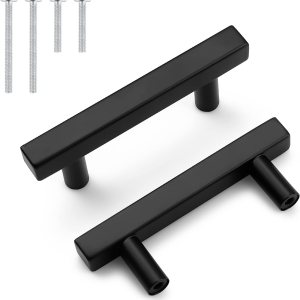 Probrico Paquete de 25 manijas de gabinete, color negro, 2-12 pulgadas (2.520 in), barra cuadrada en T, manijas de gabinete de cocina, tiradores de Probrico Paquete de 25 manijas de gabinete, color negro, 2-12 pulgadas (2.520 in), barra cuadrada en T, manijas de gabinete de cocina, tiradores de