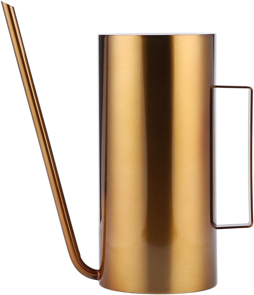 Fydun Boquilla de acero inoxidable para jardín Wate Can Pot Flower Plant Riego Herramienta Oro 1.5L Jardín Stainl Steel Spout para la familia