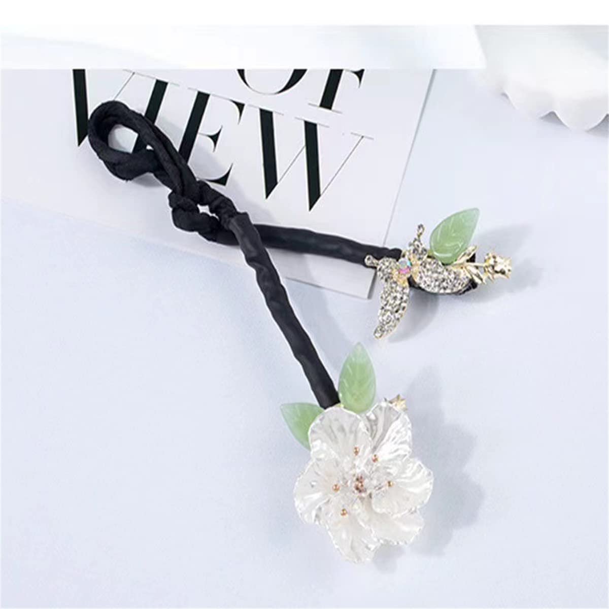 Ins Style – Rizador de pelo elegante y perezoso, fabricante de moños de cristal, accesorios para el cabello estilo moño (flor de melocotón)