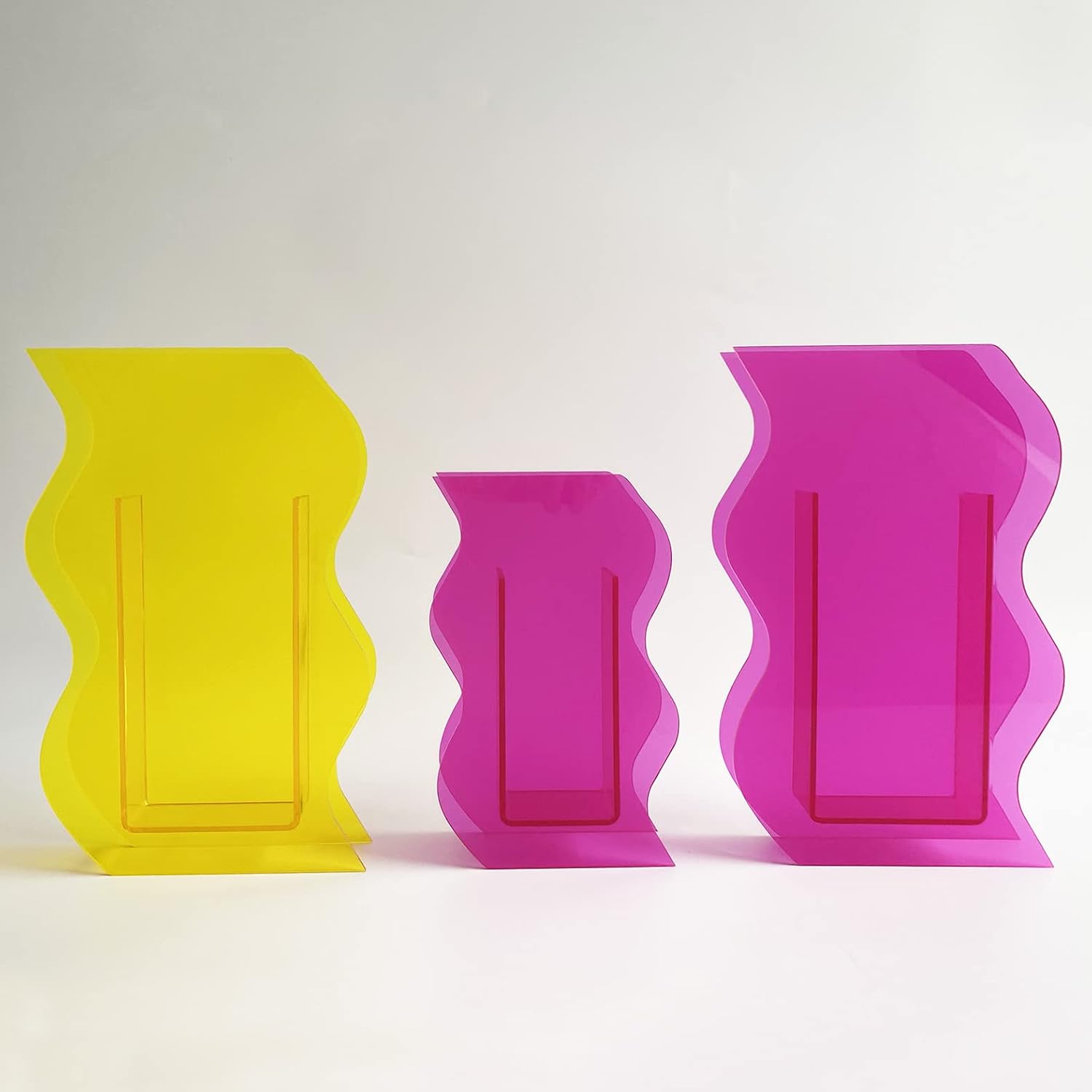 Jarrón moderno de acrílico geométrico, florero especial con forma de onda, decoración única de escritorio, contenedor floral para decoración del