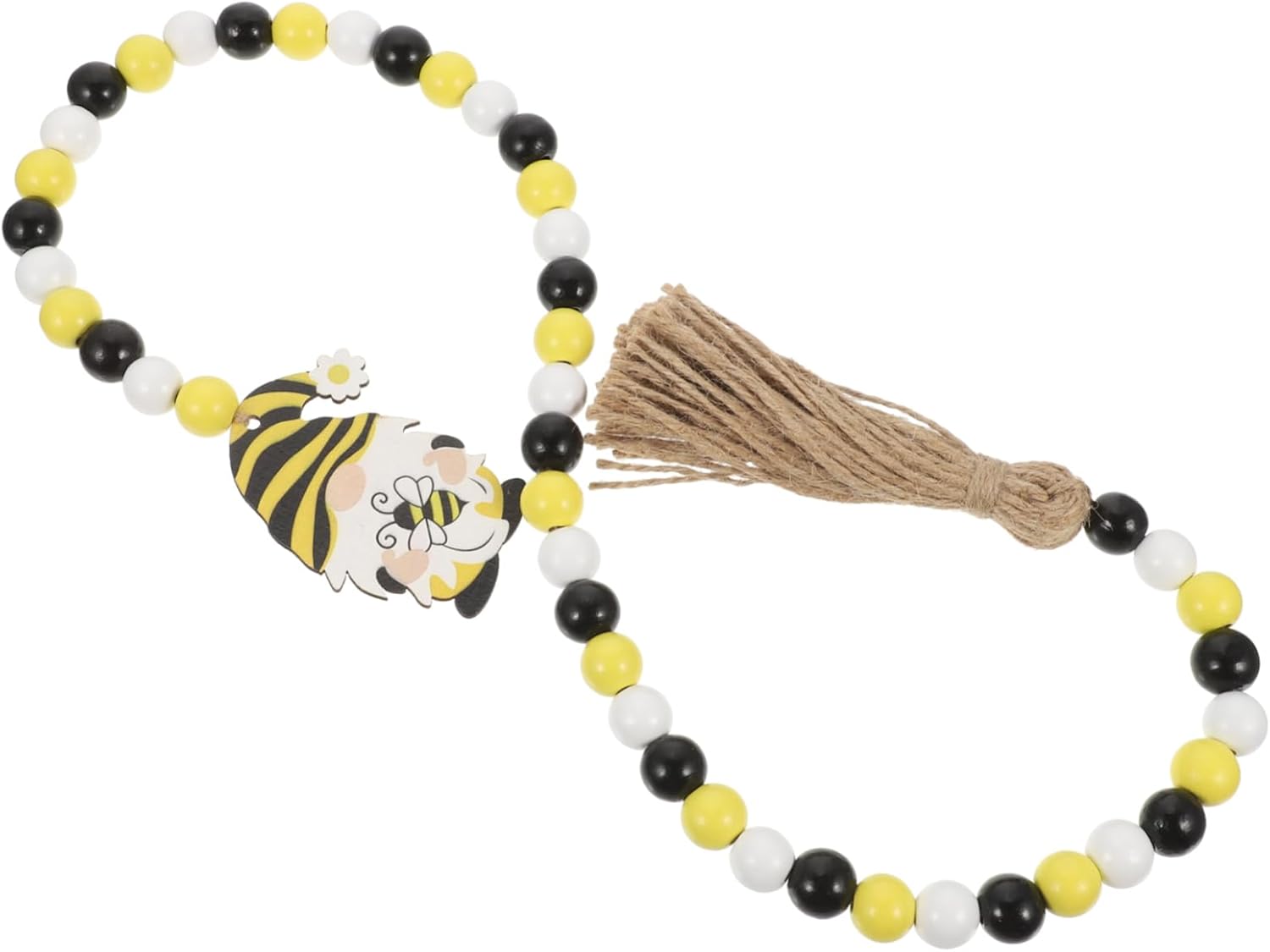IMIKEYA Abeja Festival de cuentas de madera Cadena de cuentas de día de la abeja Guirnaldas de madera Día de la abeja Guirnalda de madera de