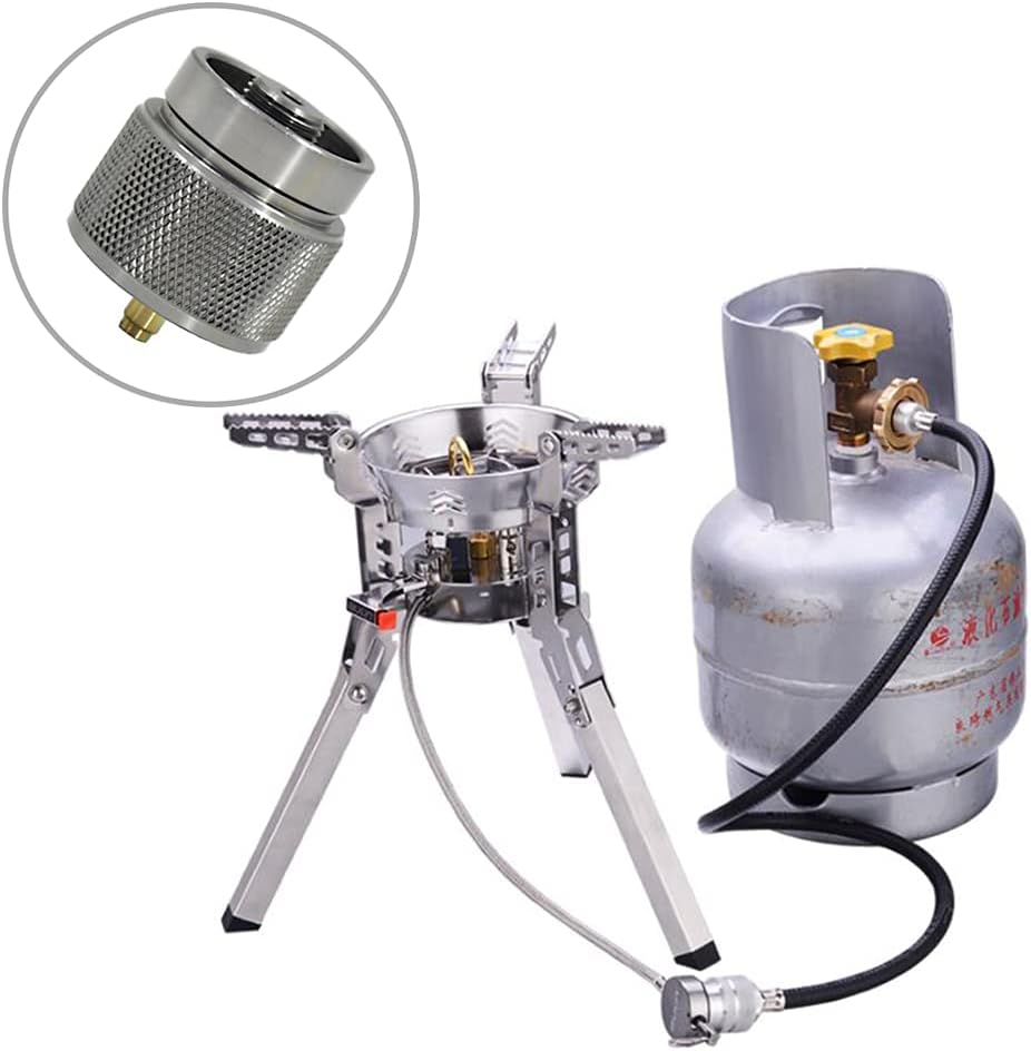 Adaptador de butano a propano Adaptador de estufa de camping Conector de estufa de senderismo al aire libre para bote de combustible de isobutano