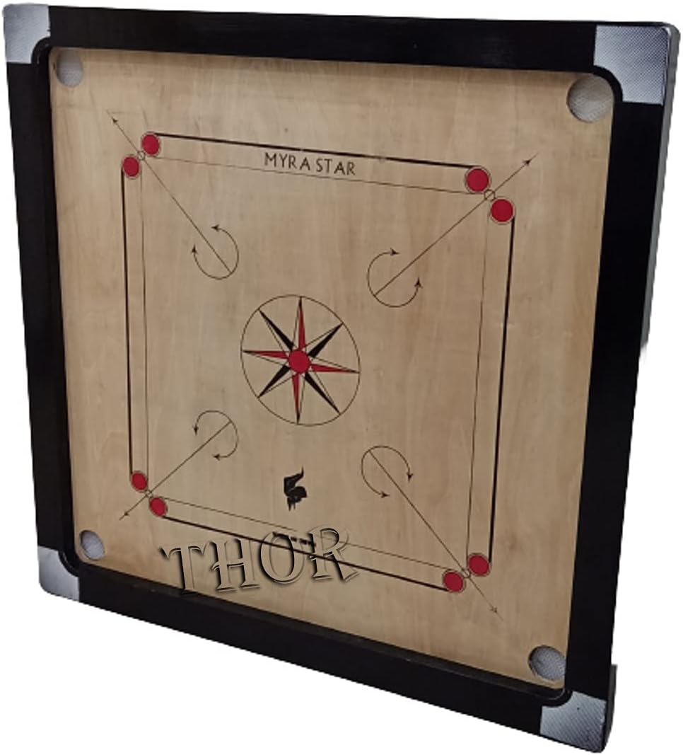 Tablero clásico de Carrom de madera negra para torneo con monedas y polvo tamaño completo de 32 pulgadas, estilo rústico, vintage, decoración del