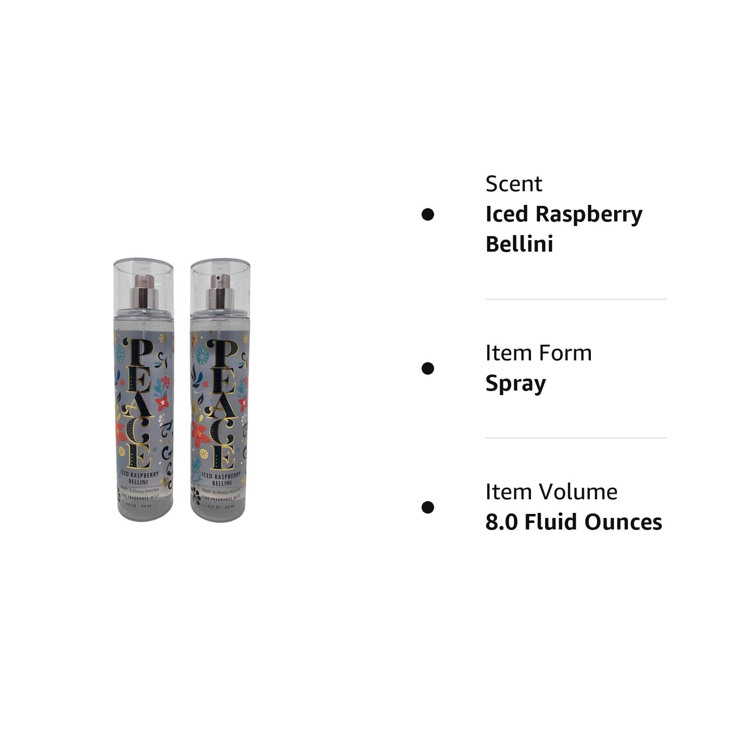 Bath and Body Works – Fragancia fina en bruma  Paquete económico de 2 unidades (Iced Raspberry Bellini)