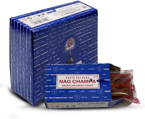 Nag Champa – Conos de incienso de reflujo para cascada, fuente de humo aromático, paquete de 12