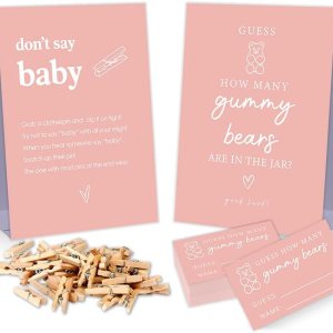 2 juegos rústicos de baby shower, no digas bebé y adivina cuántos osos gomosos para baby shower, decoración de baby shower, suministros de recuerdos 2 juegos rústicos de baby shower, no digas bebé y adivina cuántos osos gomosos para baby shower, decoración de baby shower, suministros de recuerdos