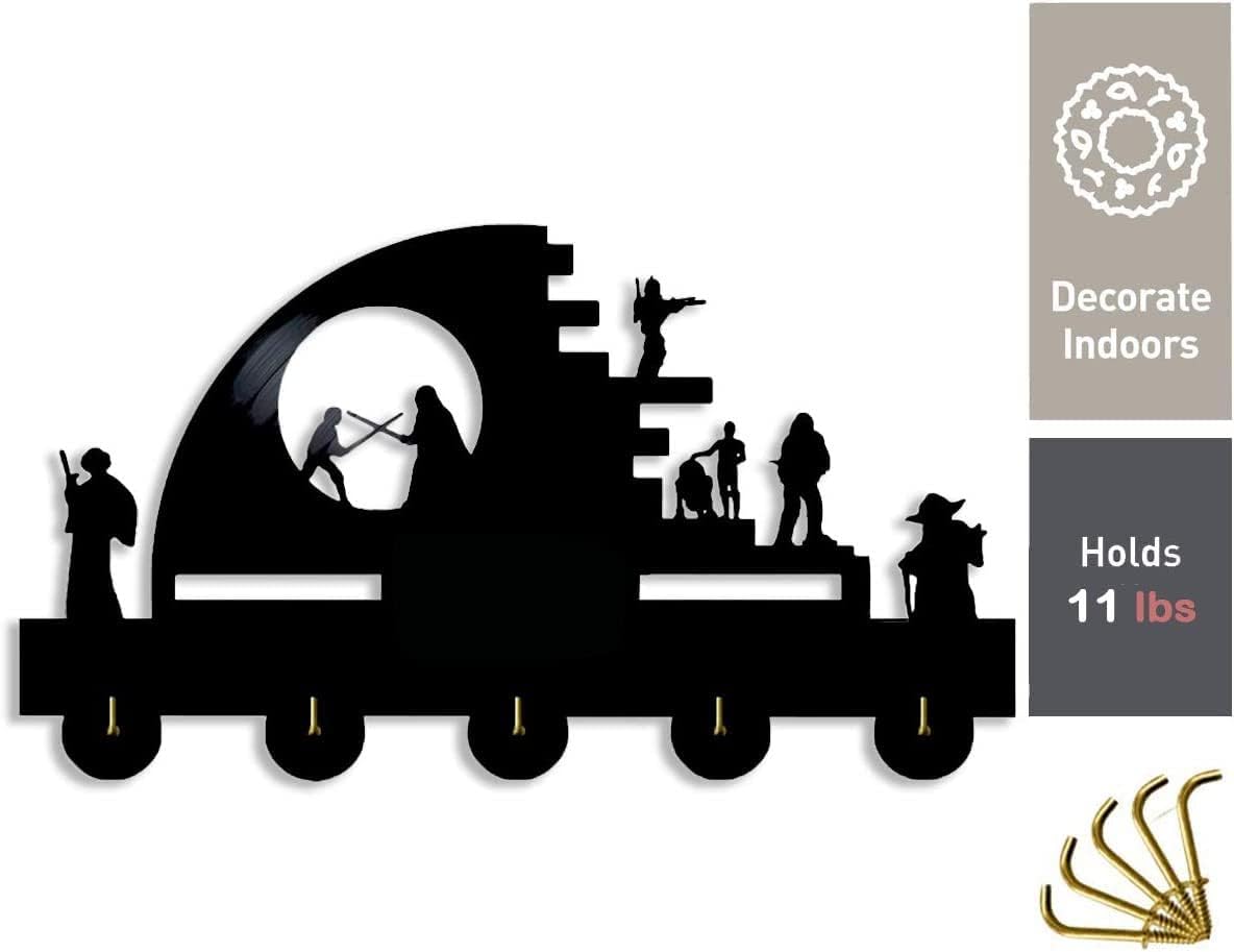 SWars – Llavero para pared, ganchos para llaves con temática de película de ciencia ficción para decoración de pared con 5 ganchos, organizador de