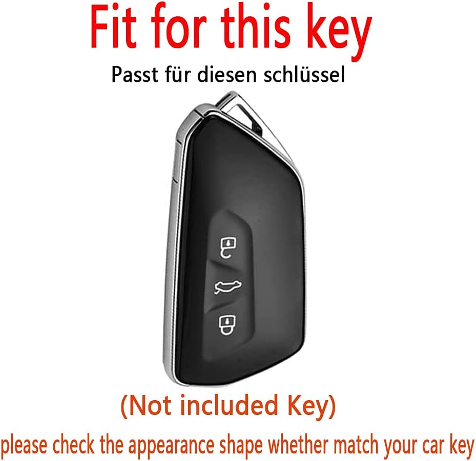 HIBEYO Funda de llavero de TPU suave para VW Volkswagen ID3 ID4 MK8 Golf 8 GTI Skoda Octavia Accessoreis Smart Car Remote Key Fob con llaveros para