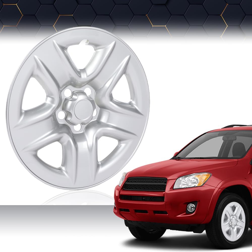 PIT66 Tapacubos compatible con Toyota RAV4 2006-2011 17×6-12  2012 Toyota RAV4 (Gasolina) 17×6-12 cubierta de tapa de cubo de rueda, piel plateada,