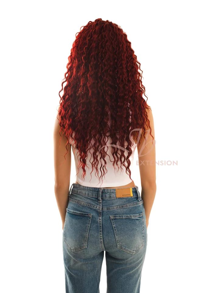 Peluca de encaje frontal flama, extra rizada, color rojo, afro, para mujer, pelucas sintéticas naturales para uso diario (pelucas de cabello natural)