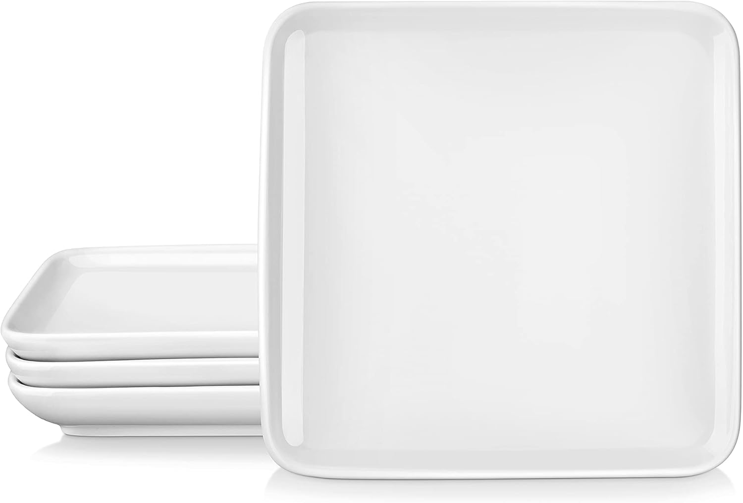 MALACASA Platos llanos de 10 pulgadas, platos llanos de color blanco marfil, juego de 4 platos cuadrados, platos de porcelana para cocina, banquete,
