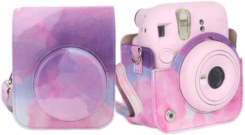 Gugxiom Funda para cámara Fuji Cheki Film Mini 12, funda Cheki de piel sintética con correa para el hombro, funda de película Cheki Mini 12 Cheki,