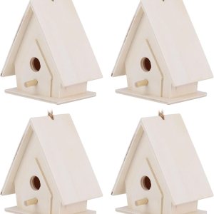 Fydun 4Pcs Hanging Wooden Bird House Nests Cage Ornament Crafts for Garden Courtyard Decor 4Pcs Hanging Wooden Bird for Family Fydun 4Pcs Hanging Wooden Bird House Nests Cage Ornament Crafts for Garden Courtyard Decor 4Pcs Hanging Wooden Bird for Family