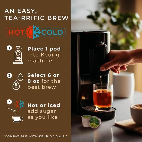 Gya Tea Co Tazas K de té de hierbas de canela y manzana para Keurig, té sin cafeína, tazas K para Keurig, comienza el día con cápsulas de té para