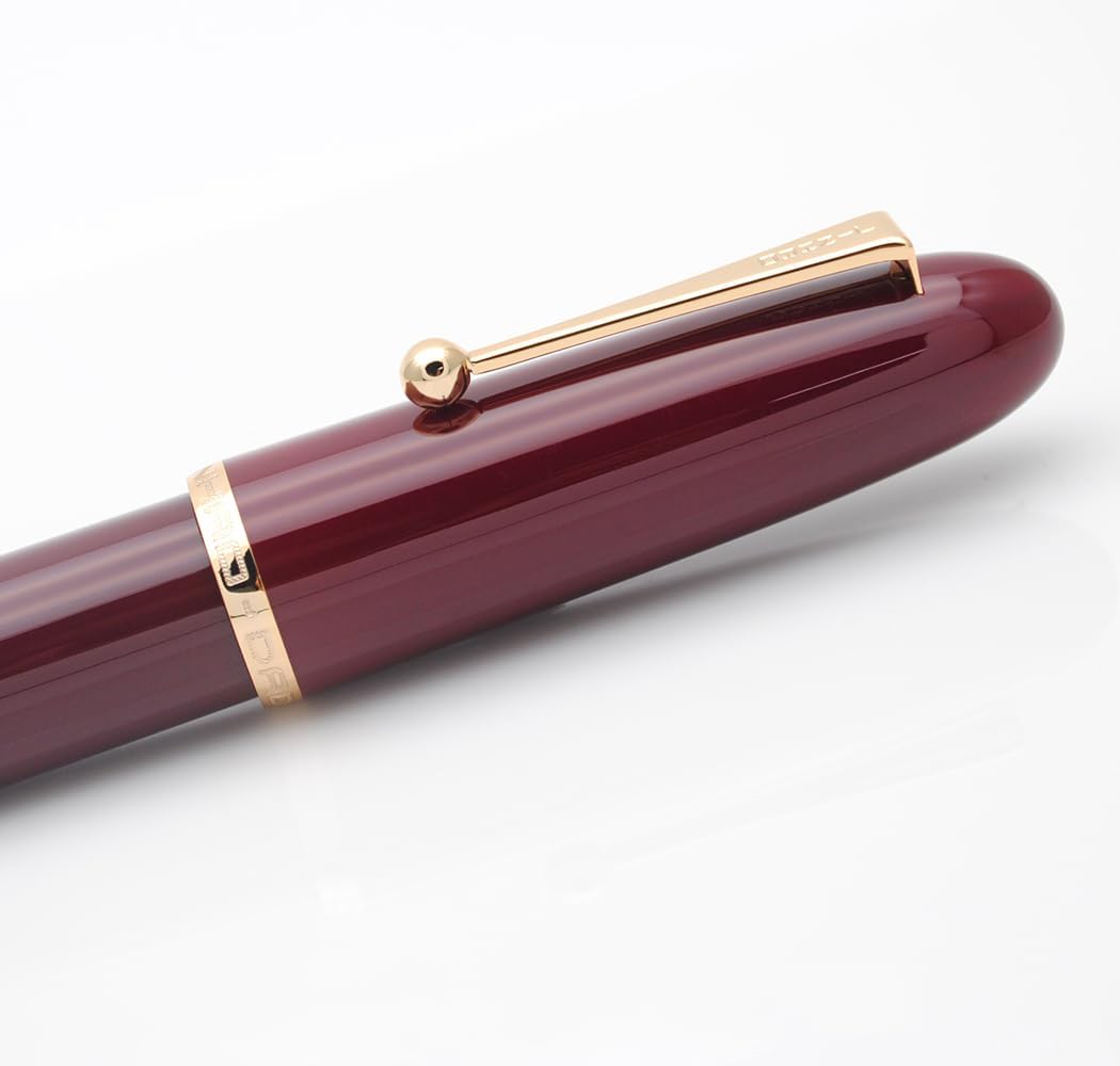 JINHAO 9019 – Pluma estilográfica Dadao Series con convertidor de tinta de alta capacidad (color rojo vino, punta fina de 0.020 in)