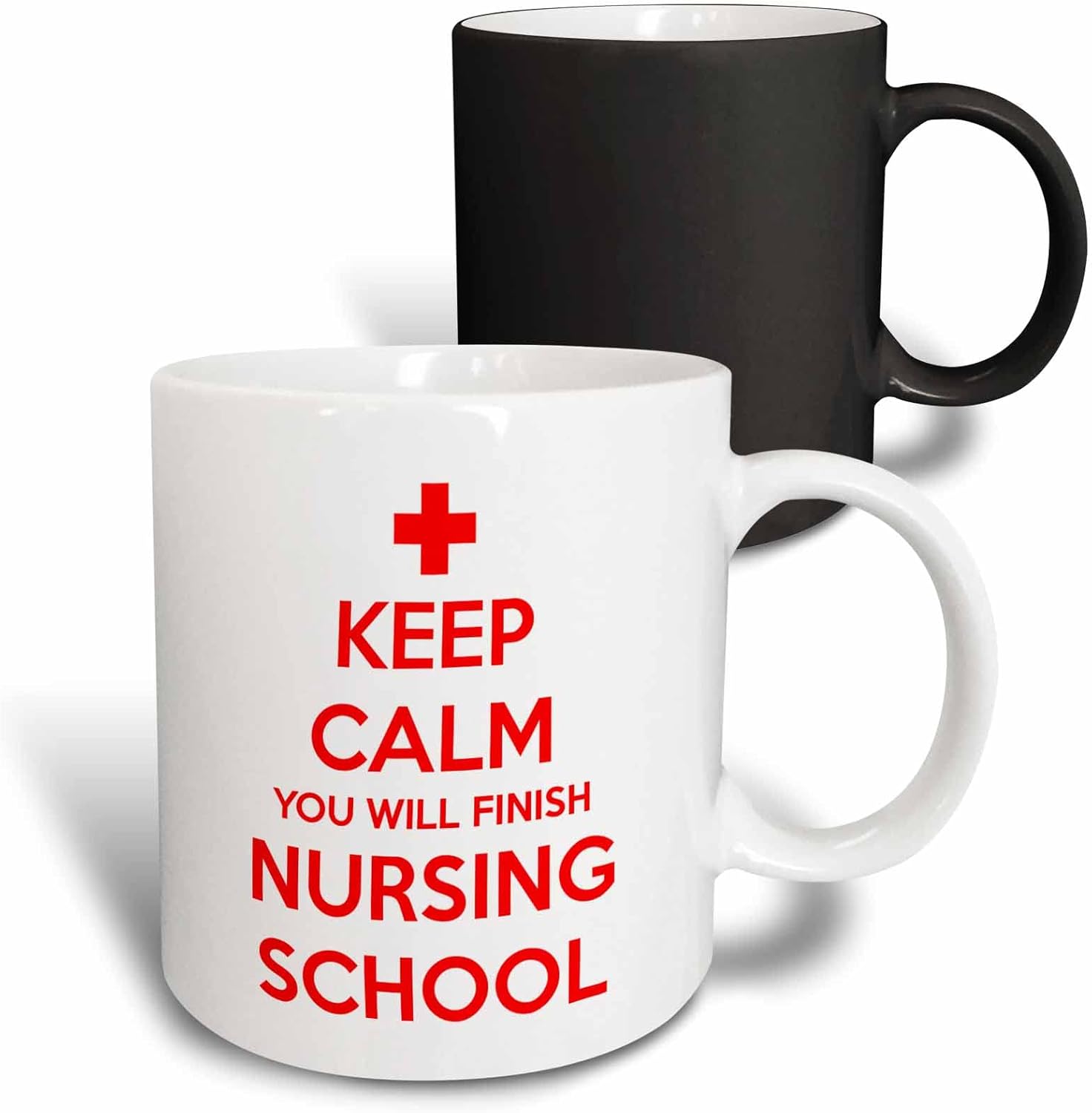 3dRose Taza con texto en inglés “Keep Calm You Will Finish Nursing School”, 11 onzas, negroblanco