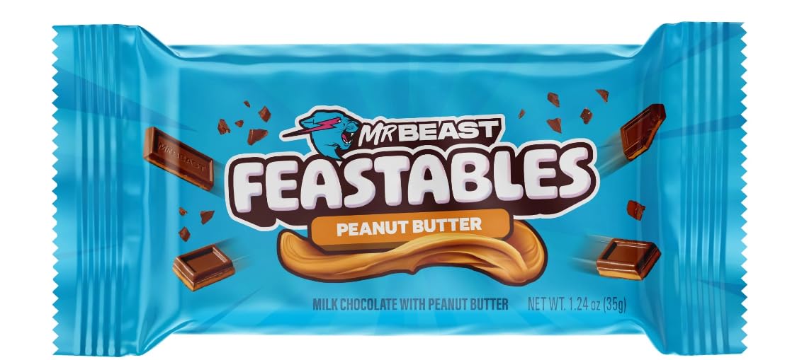 Feastables Beast Bar Crunch and Creamy Milk Bundle  Chocolate con leche, leche crujiente, mantequilla de maní y nuevo! Barras de mantequilla de maní