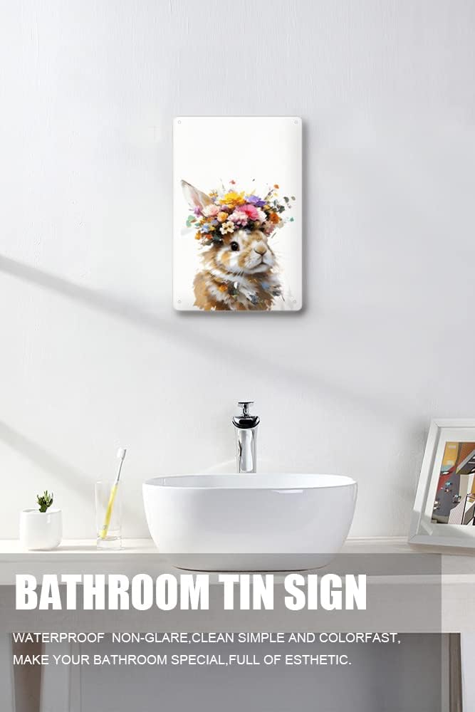 Zomyto Póster único de decoración de pared de conejo, divertido arte de pared, decoración del hogar, letreros de lata creativos, decoración de