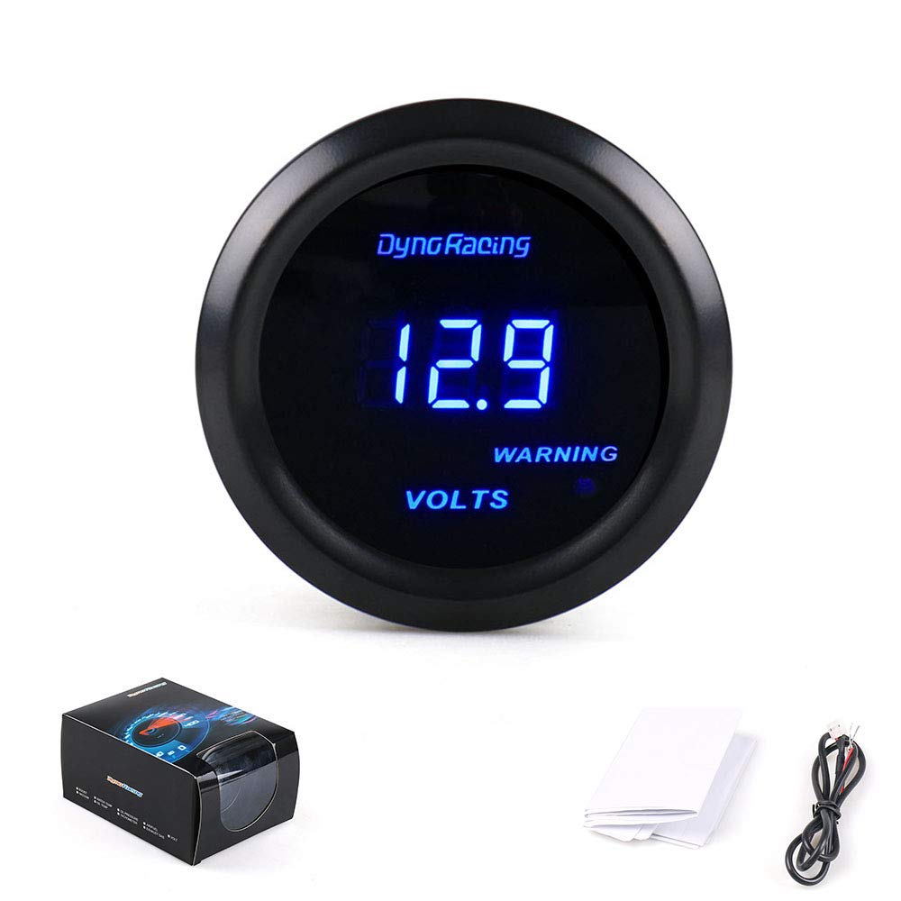 Dyno Racing Volt Meter 2 “2.047 in Digital led 8-18 Voltios Calibre Negro Cara Azul Led Coche Meter Auto Parts