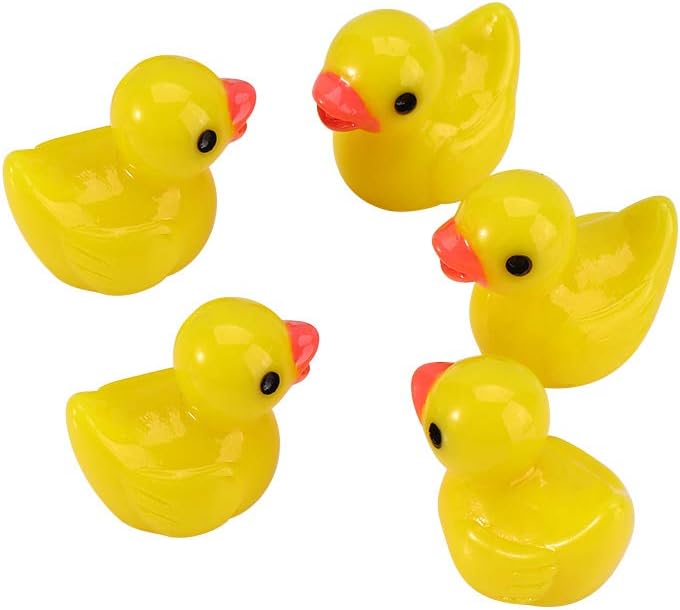 5 piezas de mini patos de resina, decoración de patitos amarillos, micro hadas, jardín, paisaje, pequeños patos, adorno en miniatura (amarillo)