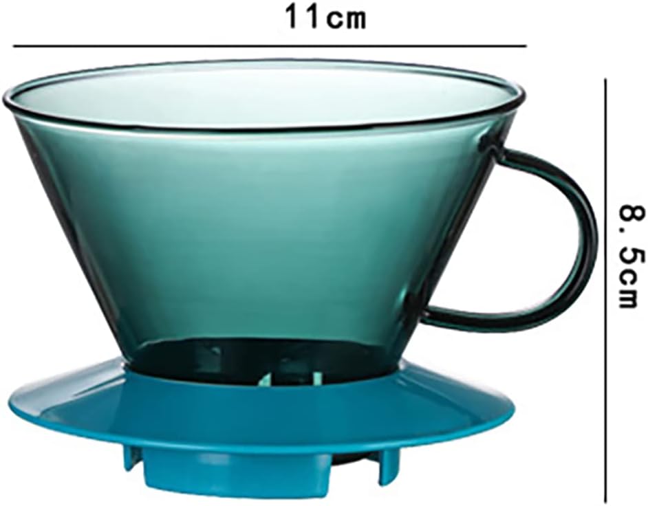 Bicuzat Cafetera de vidrio colorida para verter sobre la cafetera con asa, juego de cafetera y filtro de café, juego de filtros de olla verde de