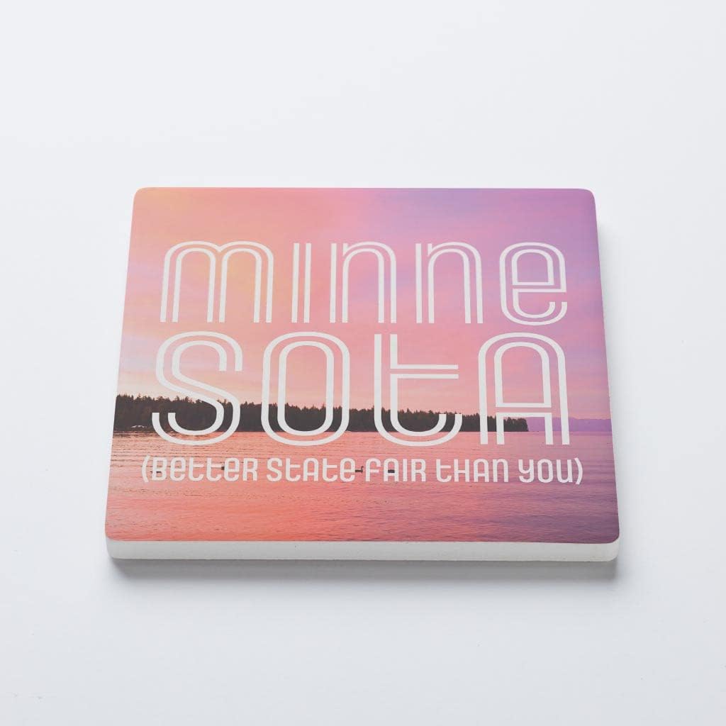 Minnesota Sunset Funny Saying 8, Joyride Home Decor – Posavasos de cerámica individual, posavasos cuadrados individuales de 4 pulgadas, parte