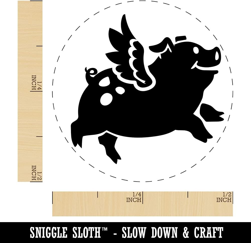 Flying Pig – Sello de goma autoentintado con alas para sellar planificadores de manualidades, mini de 12 pulgada, tinta negra