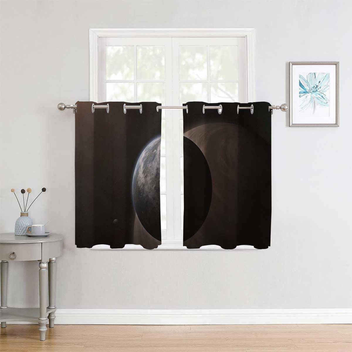 YANFENQI Cortinas para Habitacion Universe Planet Blackout Door Curtain Curtain Wall 55Inch Width by 72Inch Length,2 Panels