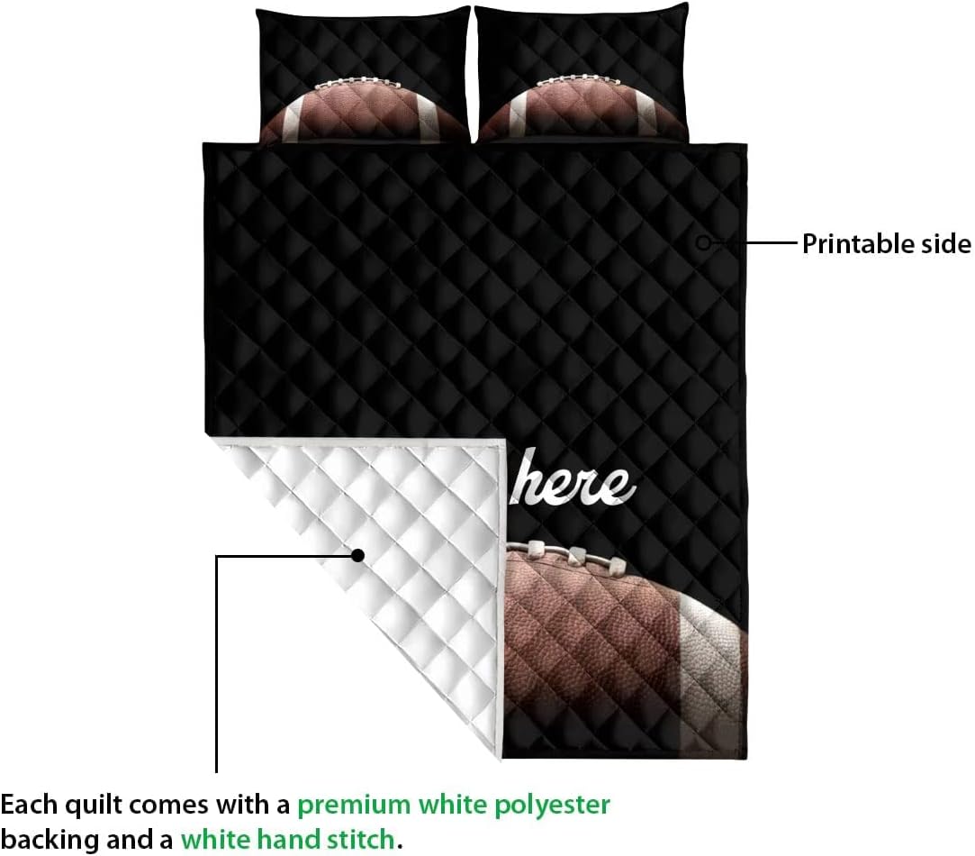 OhaPrints Balón de fútbol personalizado, fondo negro, regalo para amantes de los deportes, manta personalizada con nombre y fundas de almohada,