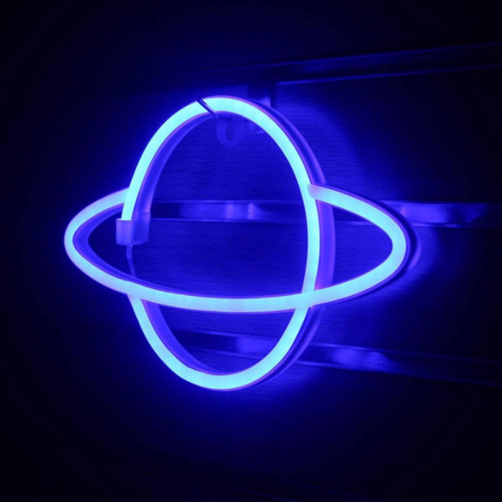 Lámpara de neón de planeta, lámpara de letreros de neón LED, fuente de batería, tira de luz de neón flexible, luz decorativa para colgar, luz