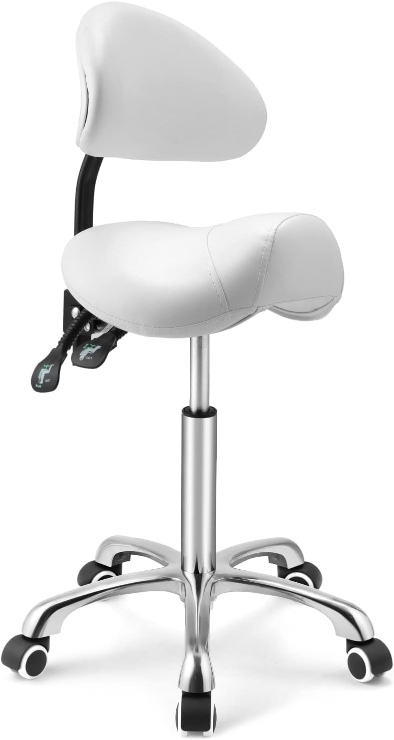 Kaleurrier Taburete giratorio de altura ajustable con ruedas, taburete antifatiga resistente, silla ergonómica para laboratorio, clínica, dentista,
