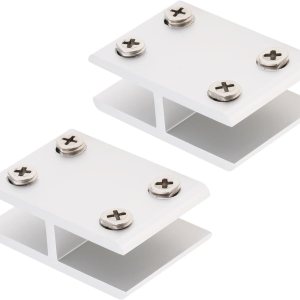 Abrazadera de vidrio, paquete de 2 soportes de estante de vidrio de aleación de aluminio de 180 grados, soporte de vidrio de doble cara para vidrio Abrazadera de vidrio, paquete de 2 soportes de estante de vidrio de aleación de aluminio de 180 grados, soporte de vidrio de doble cara para vidrio