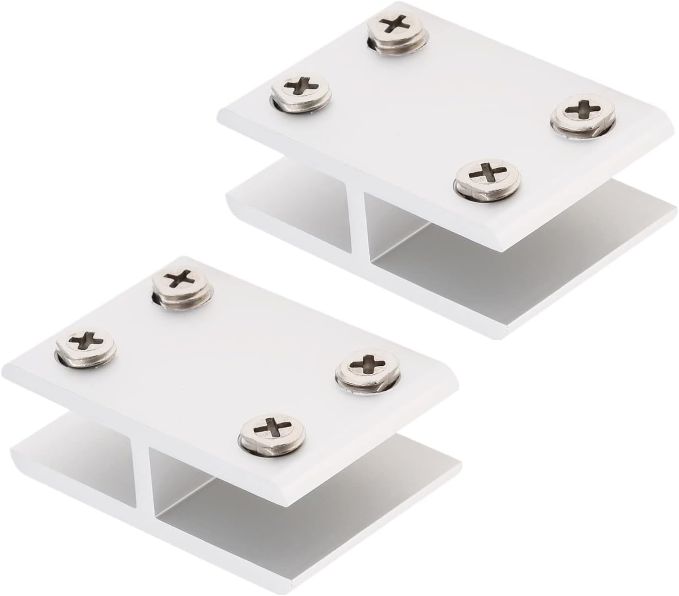 Abrazadera de vidrio, paquete de 2 soportes de estante de vidrio de aleación de aluminio de 180 grados, soporte de vidrio de doble cara para vidrio