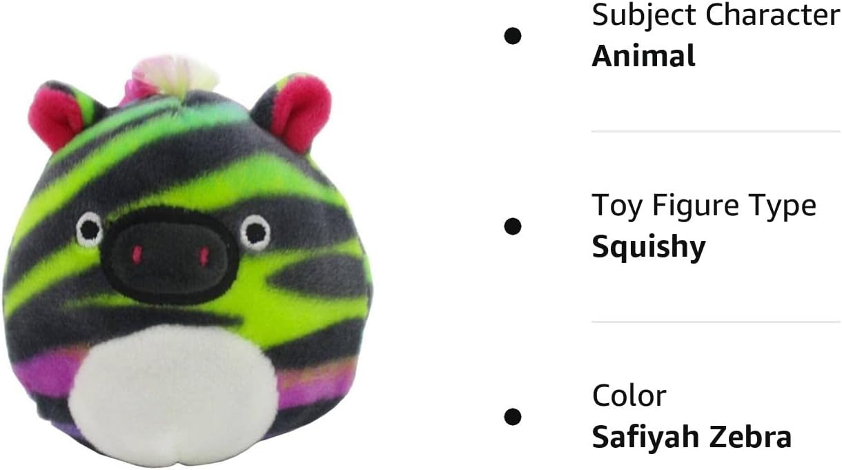 Squishmallow S Oficial Kellytoy – Llavero con clip de 3.5 pulgadas para mochila, animal de peluche suave y blando (Safiyah Cebra)