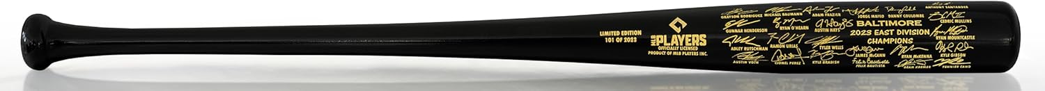 Baltimore 2023 East Division Champions Team Signature Black Maple Bat