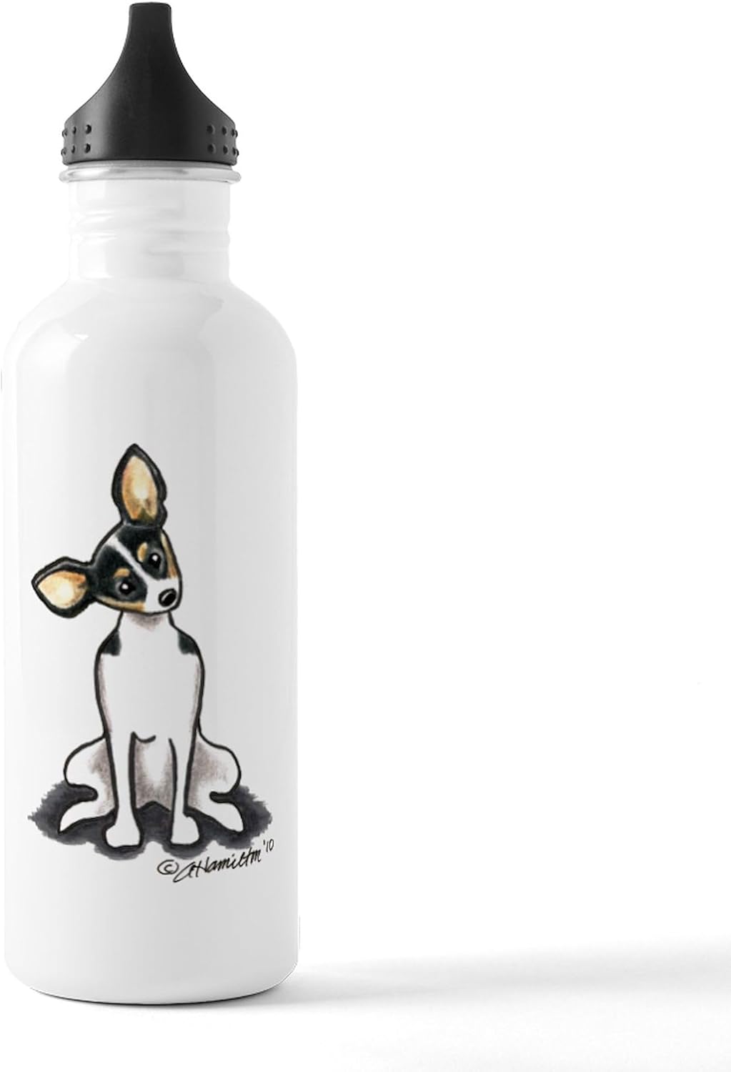 CafePress Rat Terrier Sit Pretty – Botella de agua (acero inoxidable, 1 botella de agua de 1,0 L)