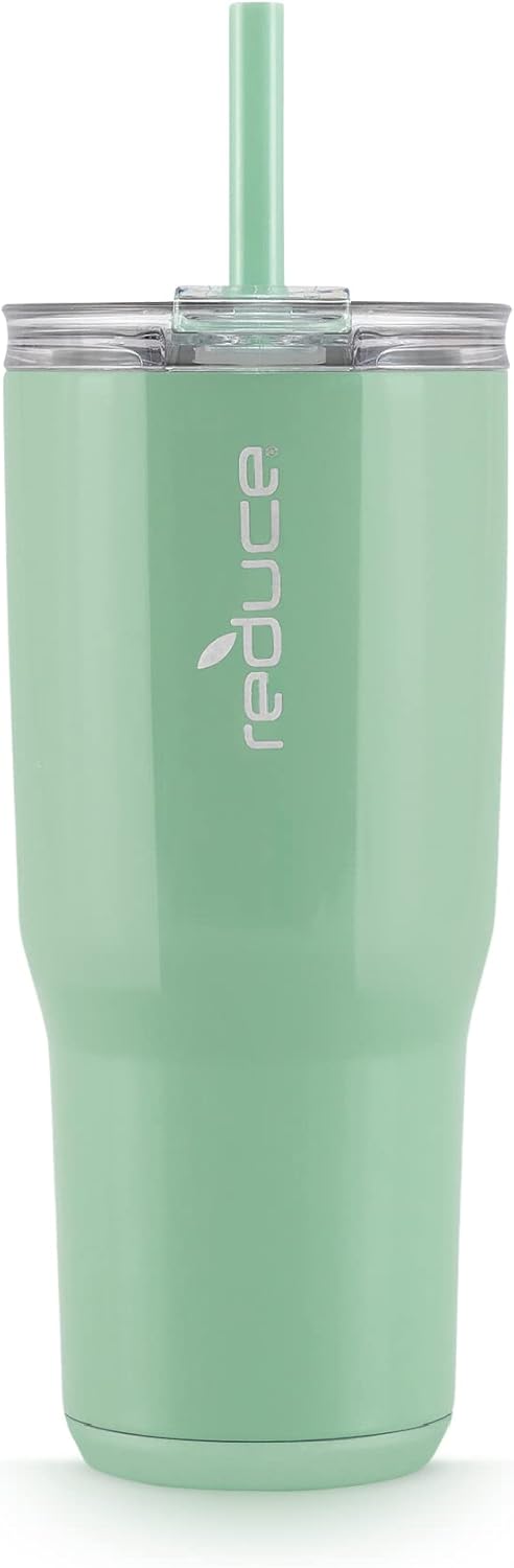 REDUCE Cold1 – Vaso de 24 onzas con tapa y pajilla, de acero inoxidable con aislamiento al vacío de doble pared que mantiene las bebidas frías hasta