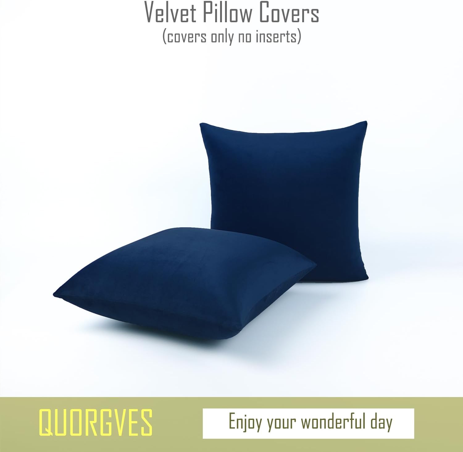 QUORGVES Juego de 2 fundas de almohada decorativas de terciopelo azul de 18 x 18 pulgadas, para sofá, sala de estar, cama, dormitorio, decoración